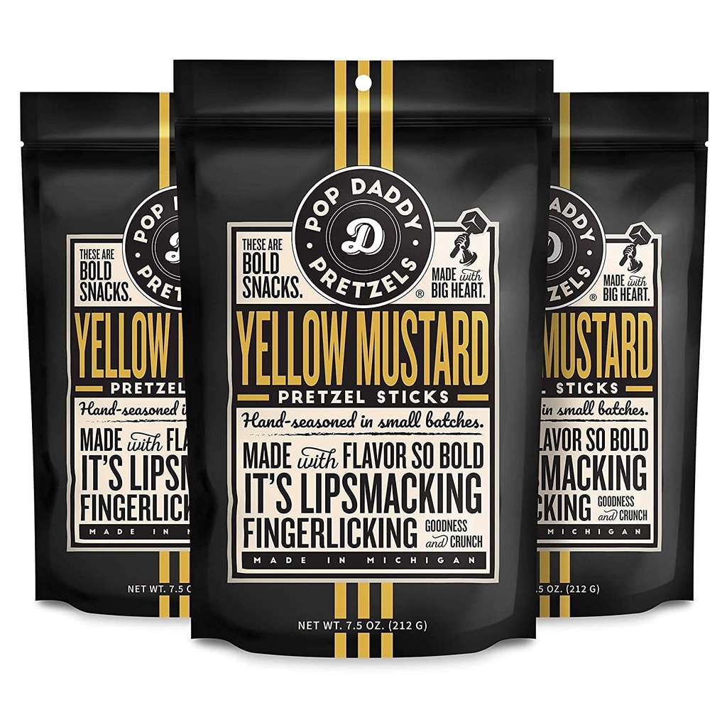 [GB026] Low Calorie Pretzels - Yellow Mustard Flavor - 7.5 oz Pack