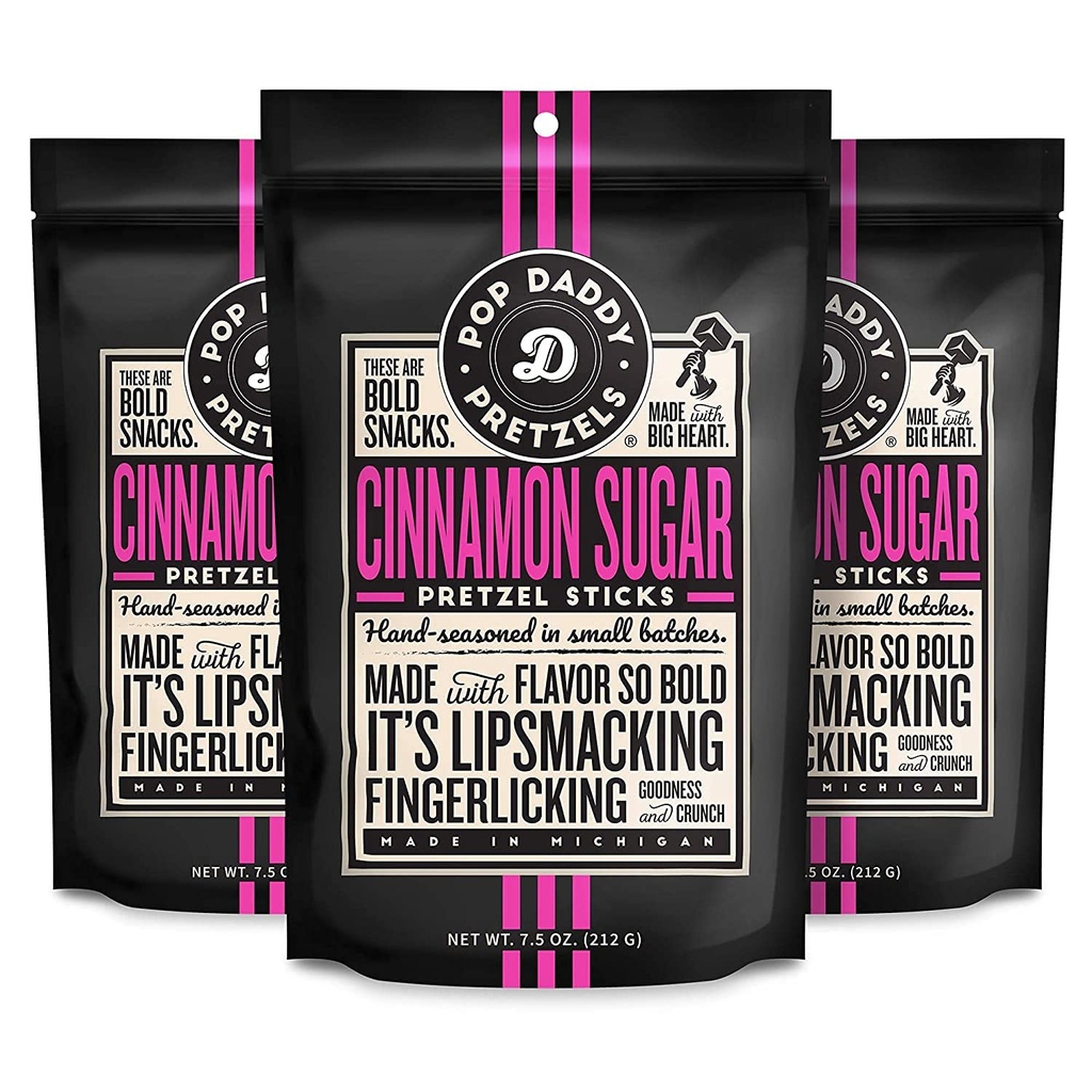 [GB029] Low Calorie Pretzels - Cinnamon Sugar Flavor - 7.5 oz Pack